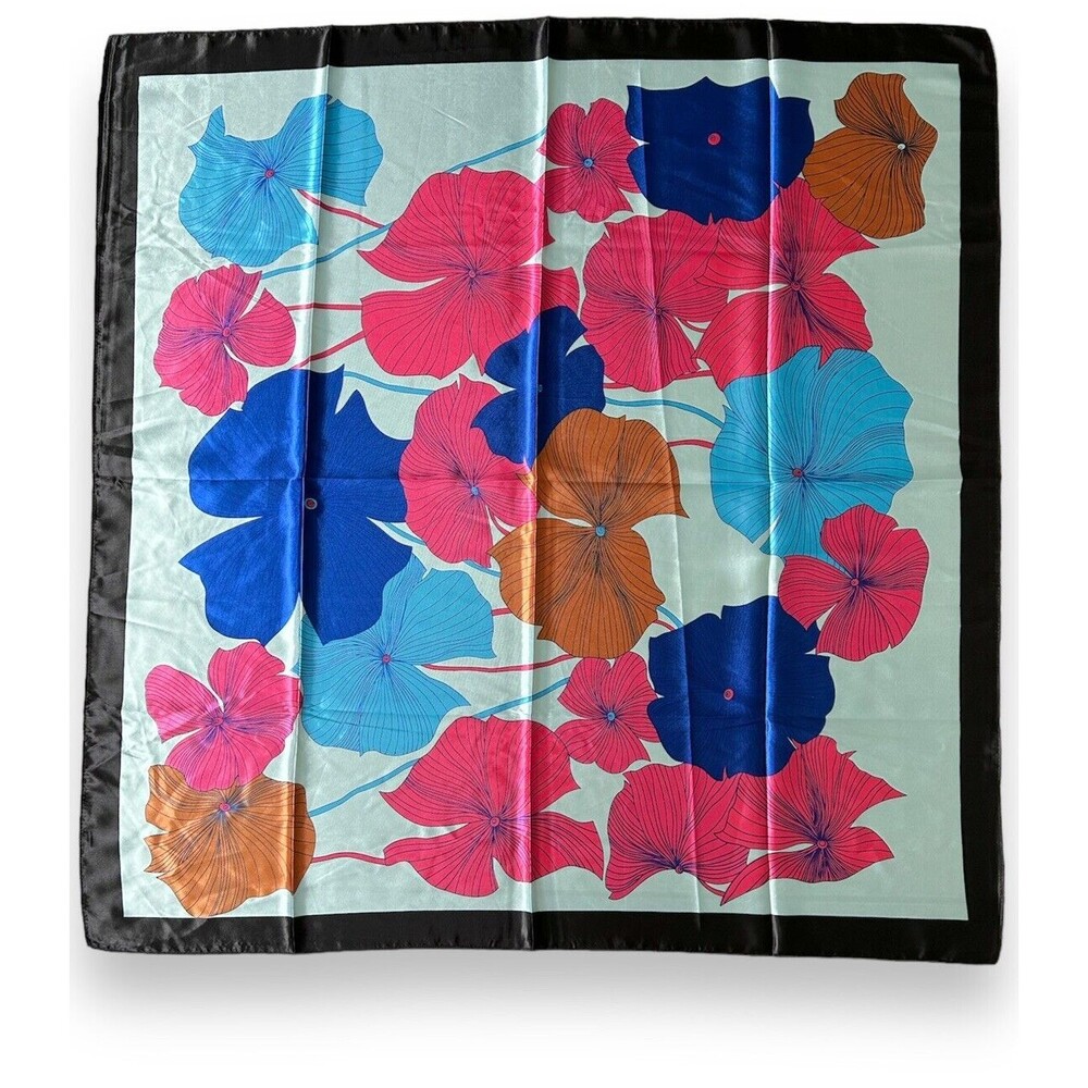 Light Blue Scarf 35” X 35” Floral Women Headscarf Scarve